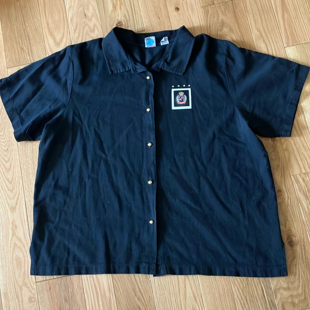 Retro vintage Black Relaxed Fit Button Down Shirt - nautical- 3X
